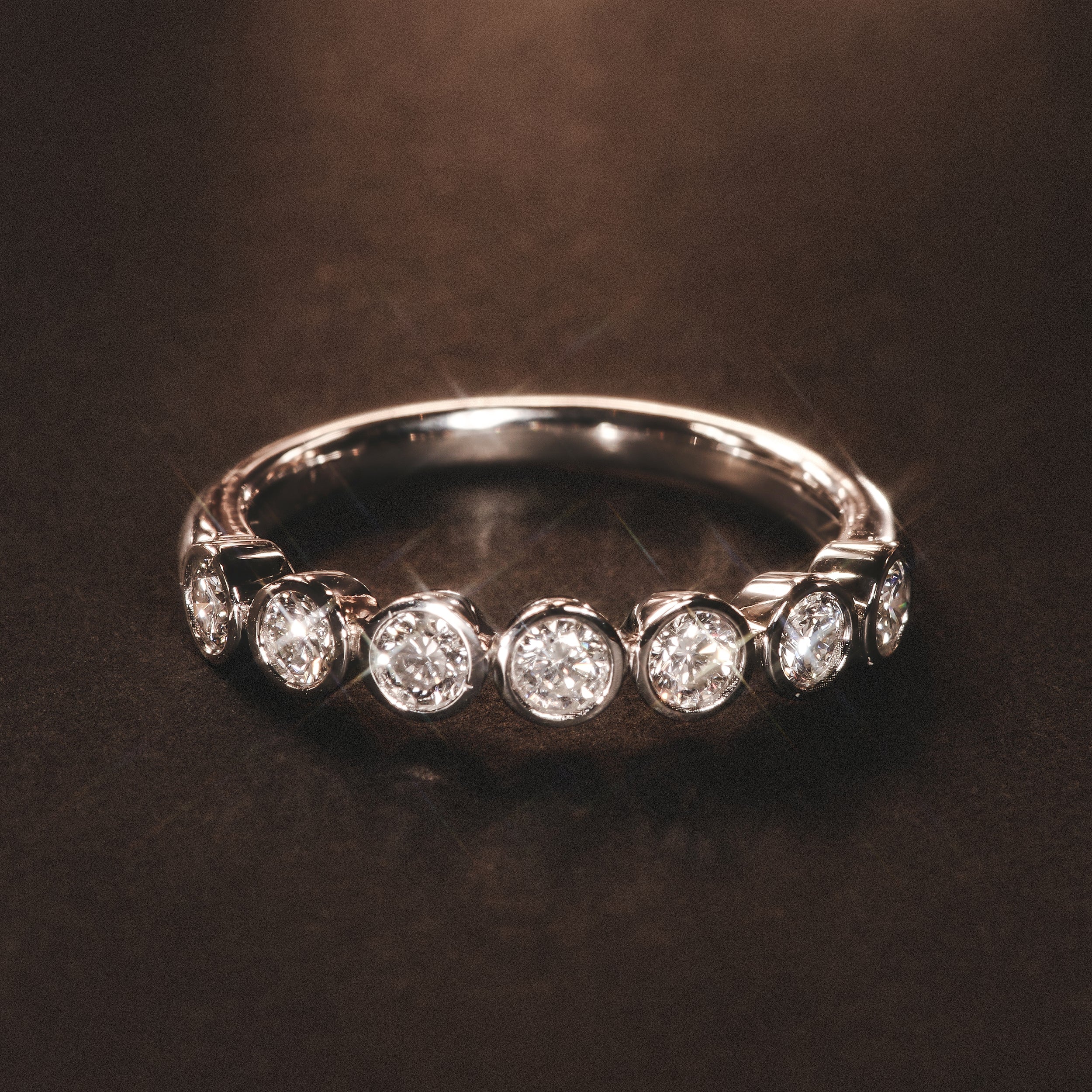 Orbit Half Band 0.15ct F/VS Round Cut Rubover Eternity Ring in Sterling Silver